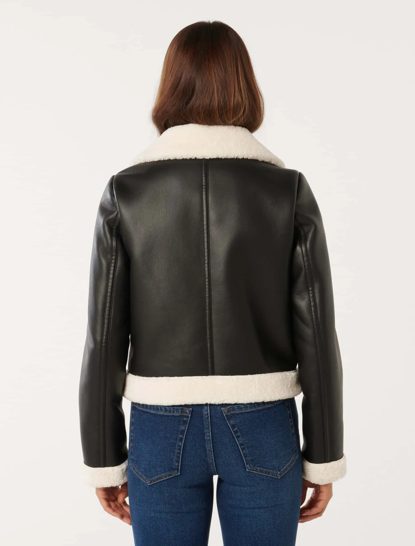 Jessy Pu Leather Aviator Jacket for Women - Stylish Vintage Flight Jacket with Faux Fur Collar