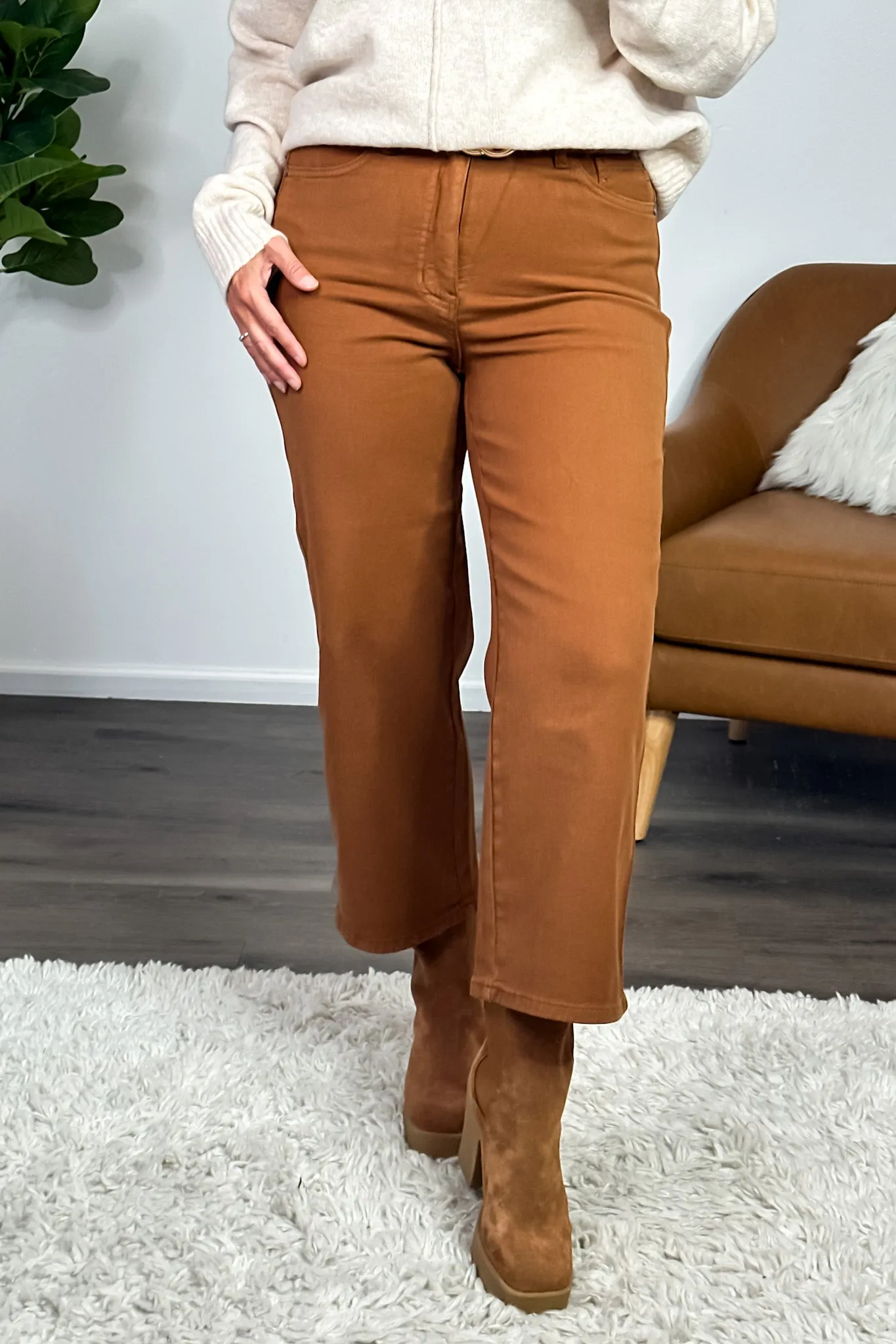 Judy Blue Keltie High Waist Wide Crop Jean : Camel