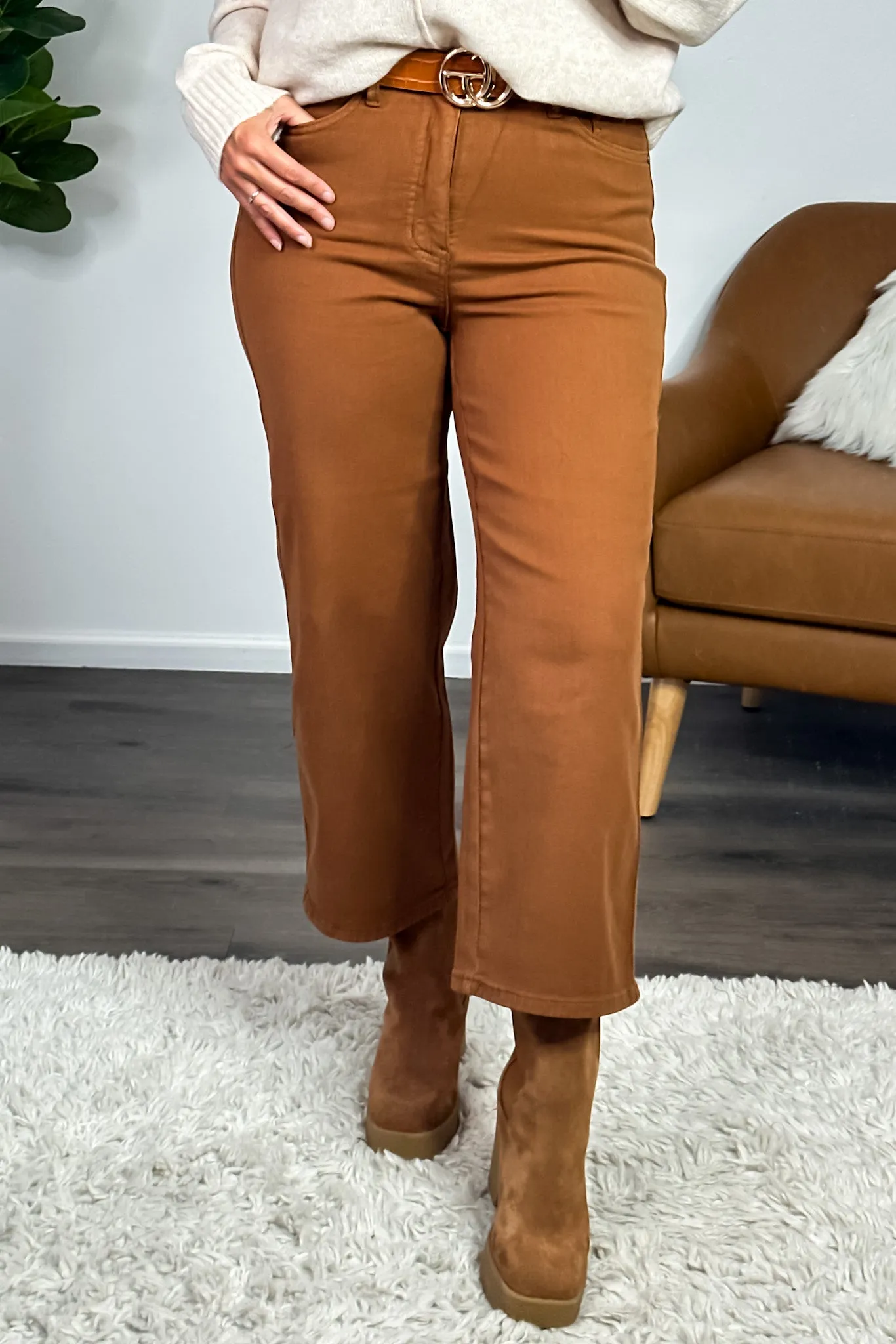 Judy Blue Keltie High Waist Wide Crop Jean : Camel