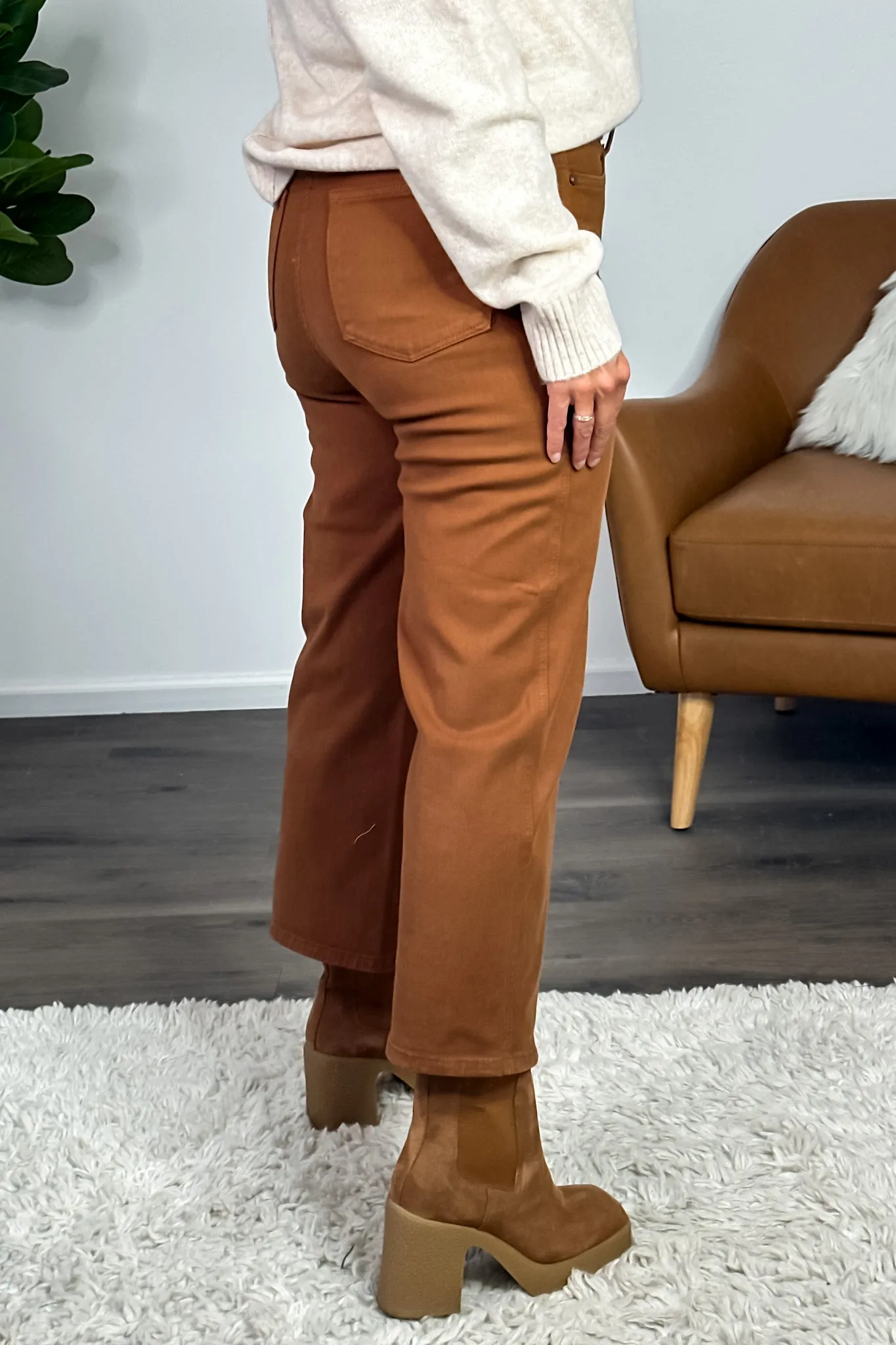 Judy Blue Keltie High Waist Wide Crop Jean : Camel