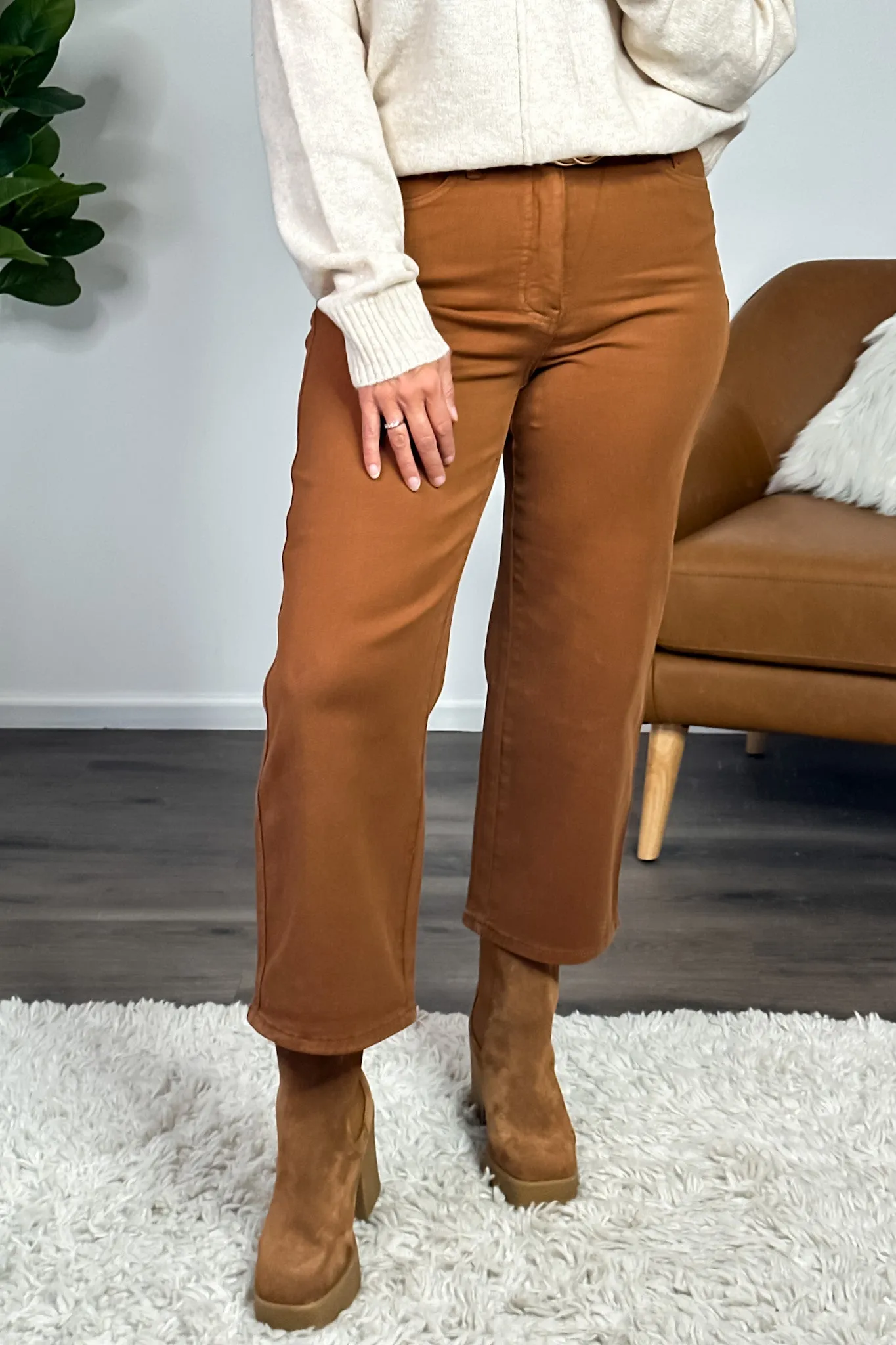 Judy Blue Keltie High Waist Wide Crop Jean : Camel