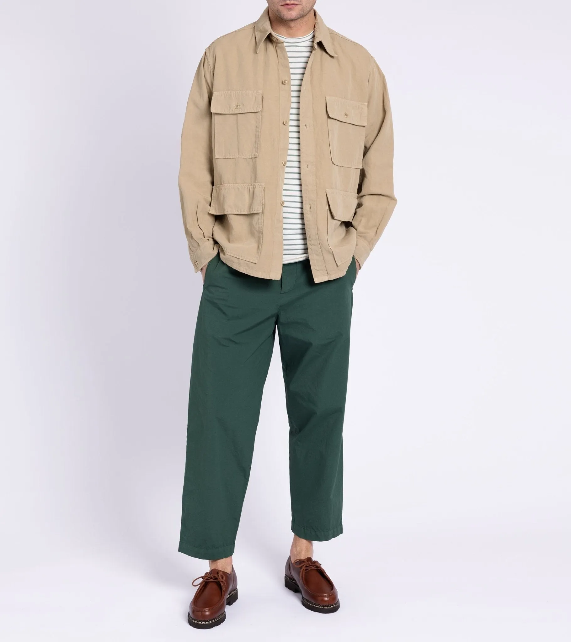 Kaptain Sunshine Cotton Linen Canvas Safari Jacket: Khaki