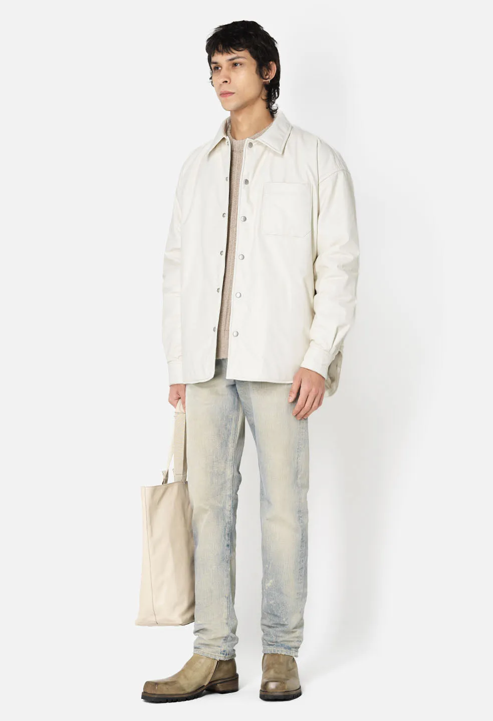 Leather Scout Overshirt / Ivory