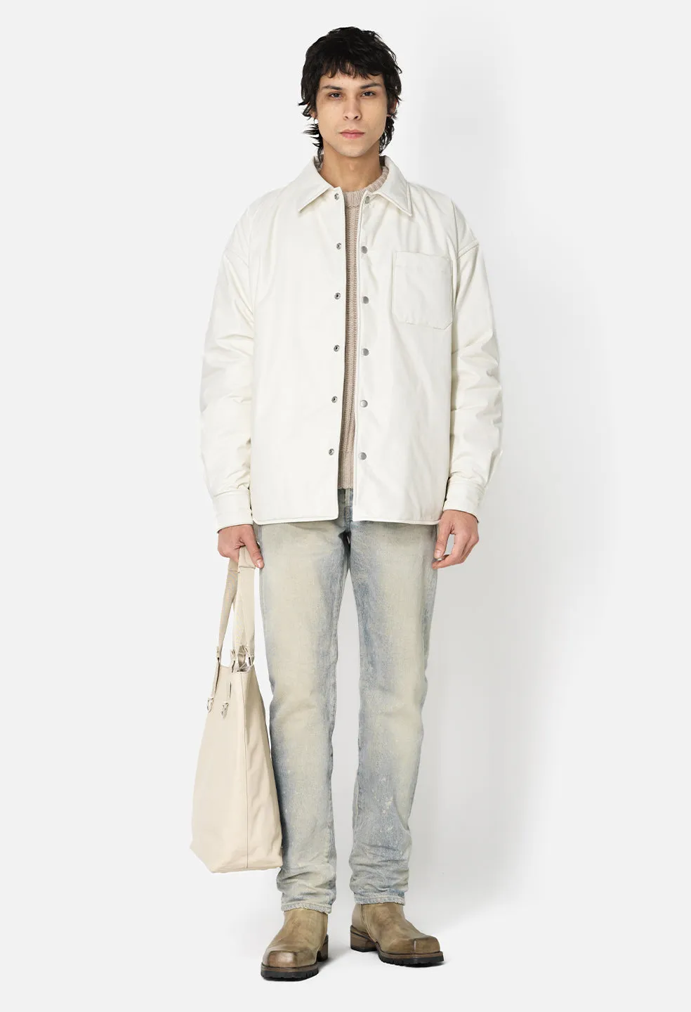 Leather Scout Overshirt / Ivory