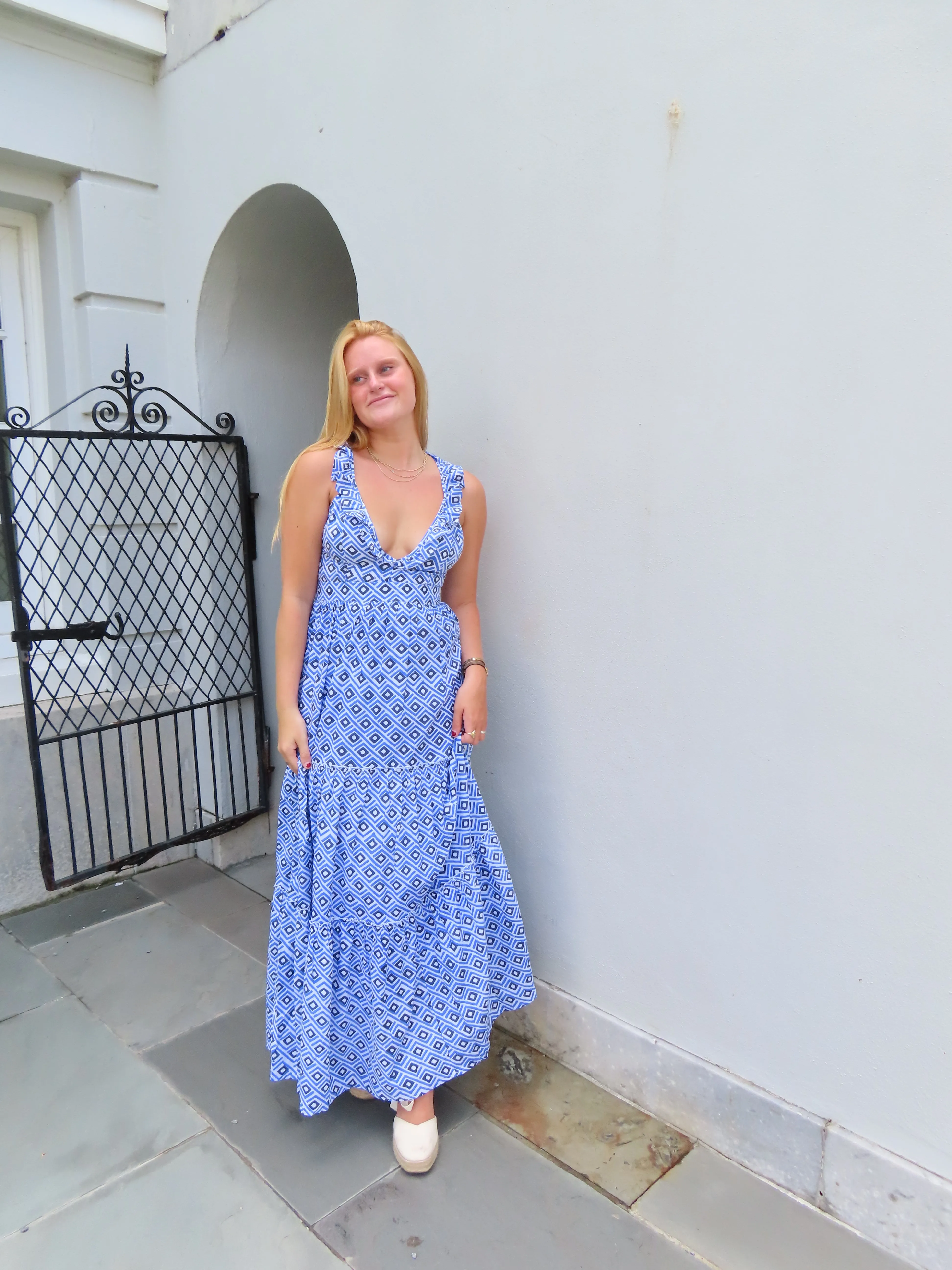 Lindsay Maxi Dress Blue Diamond