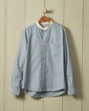 Livingston Band Collar Shirt in Blue Oxford