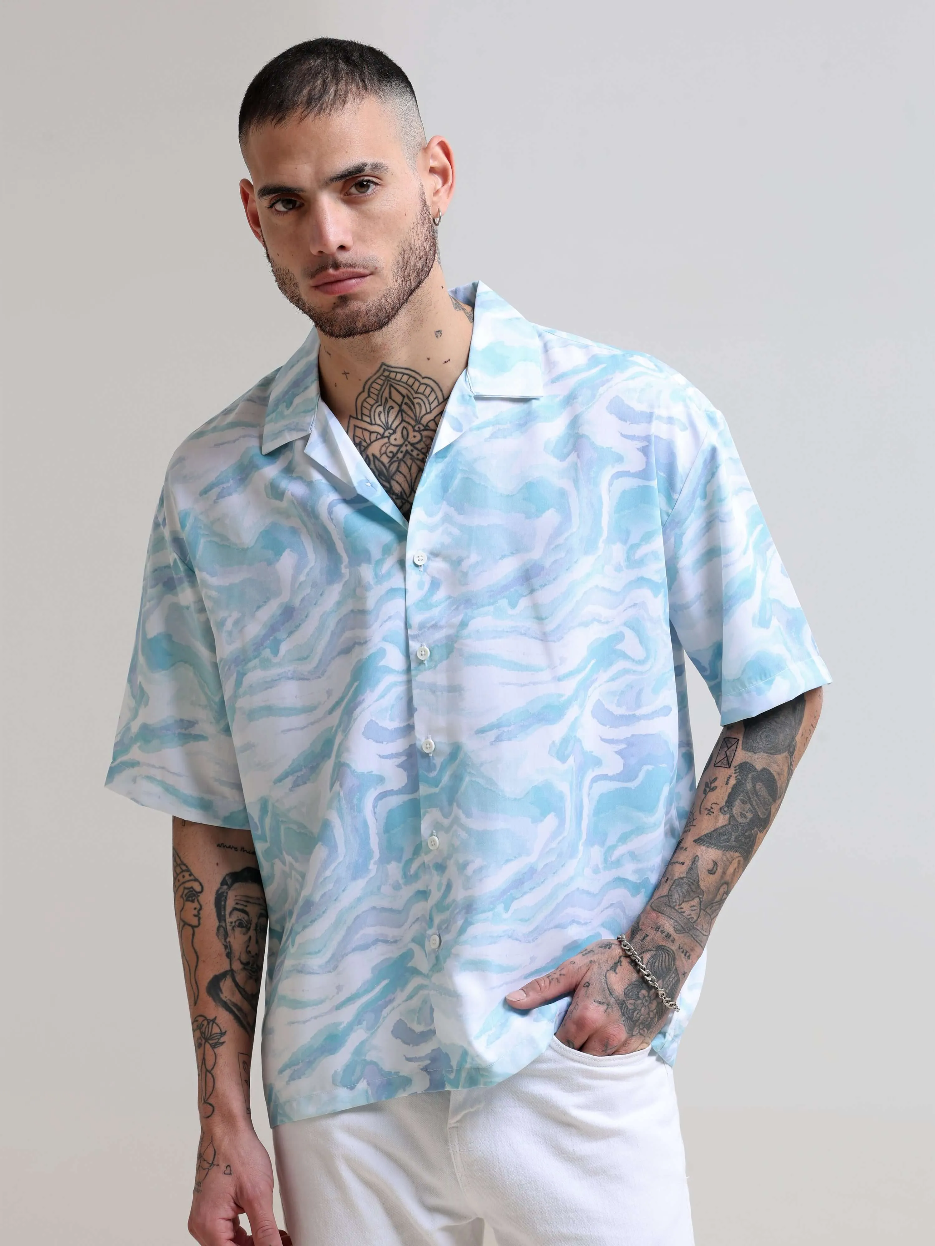 Marble Wave Oversized Shirt