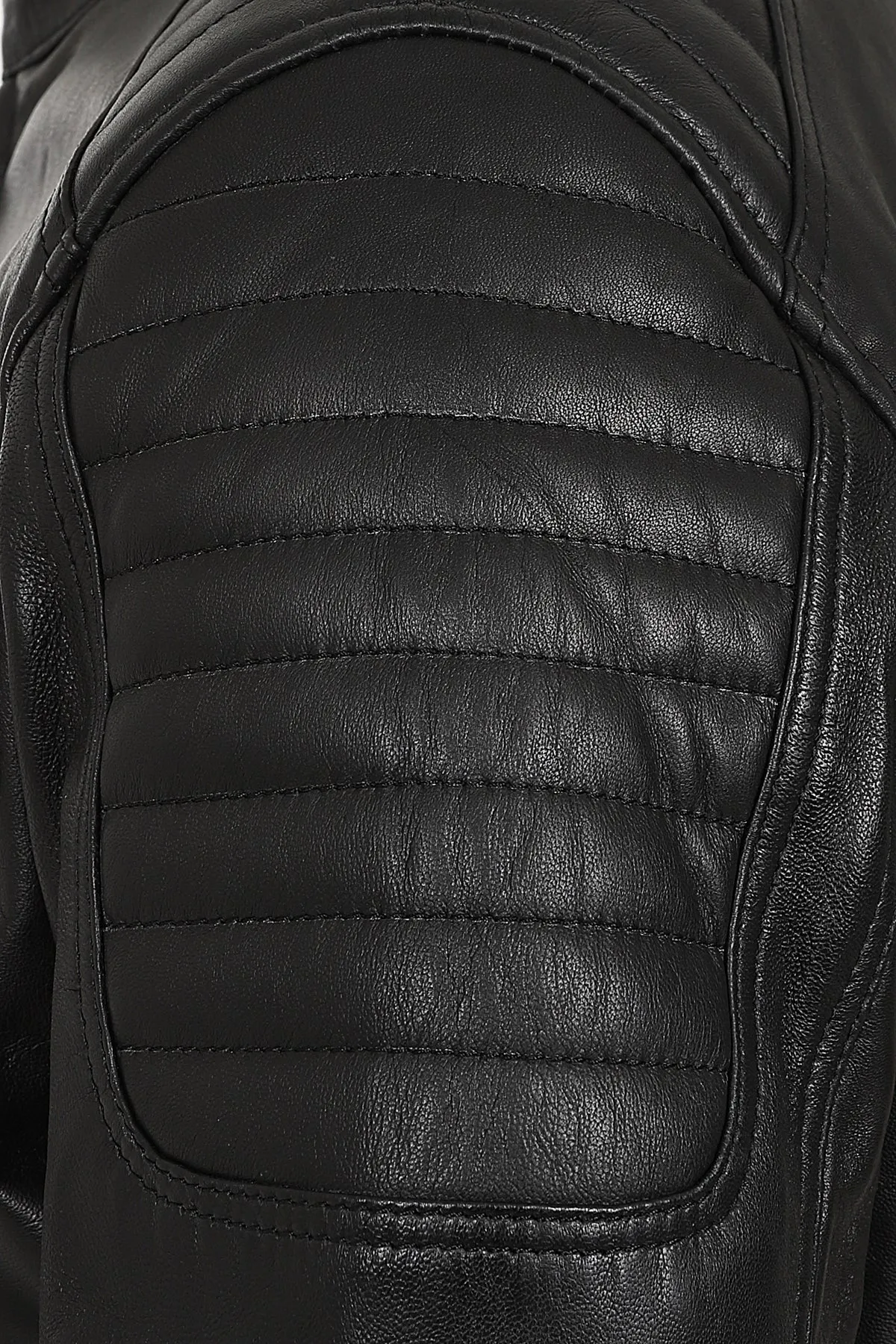 Men's Black Real Leather Biker Jacket Slim Fit - 'LEE'