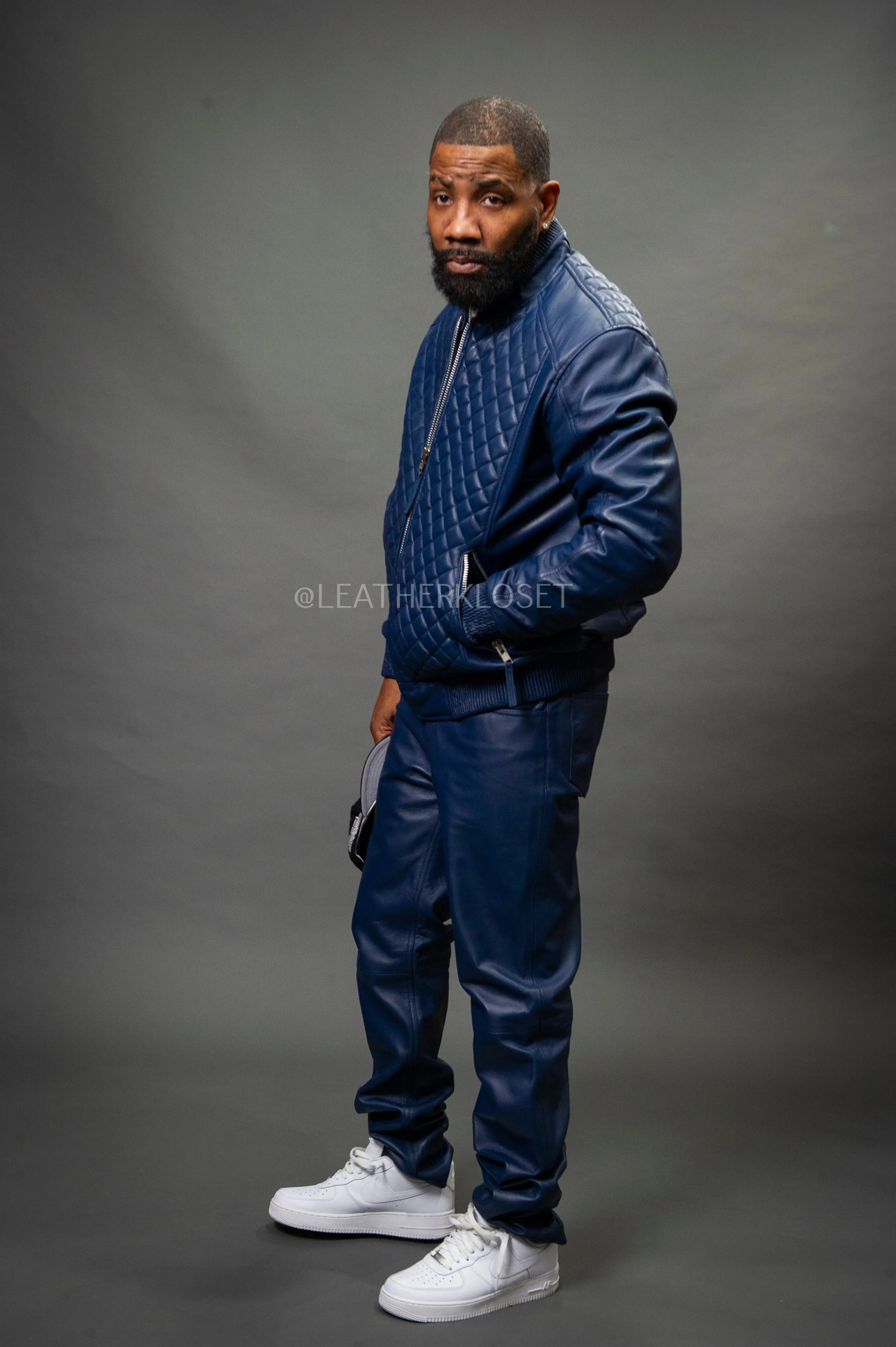 Men's Lucas Jacket & Leather Jean Pants [Navy]