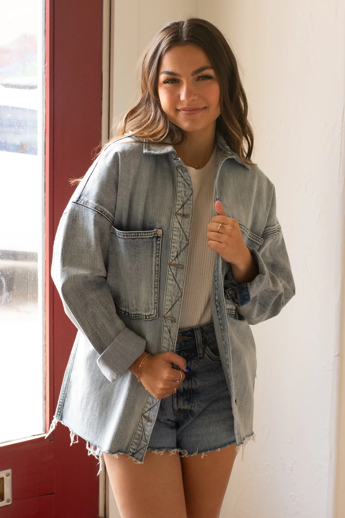 Modern Edge Light Wash Denim Jacket