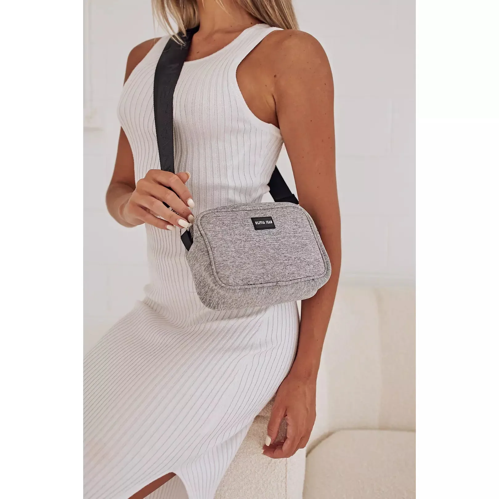 Olivia Jean Jennifer Neoprene Crossbody Bag | Grey Marle