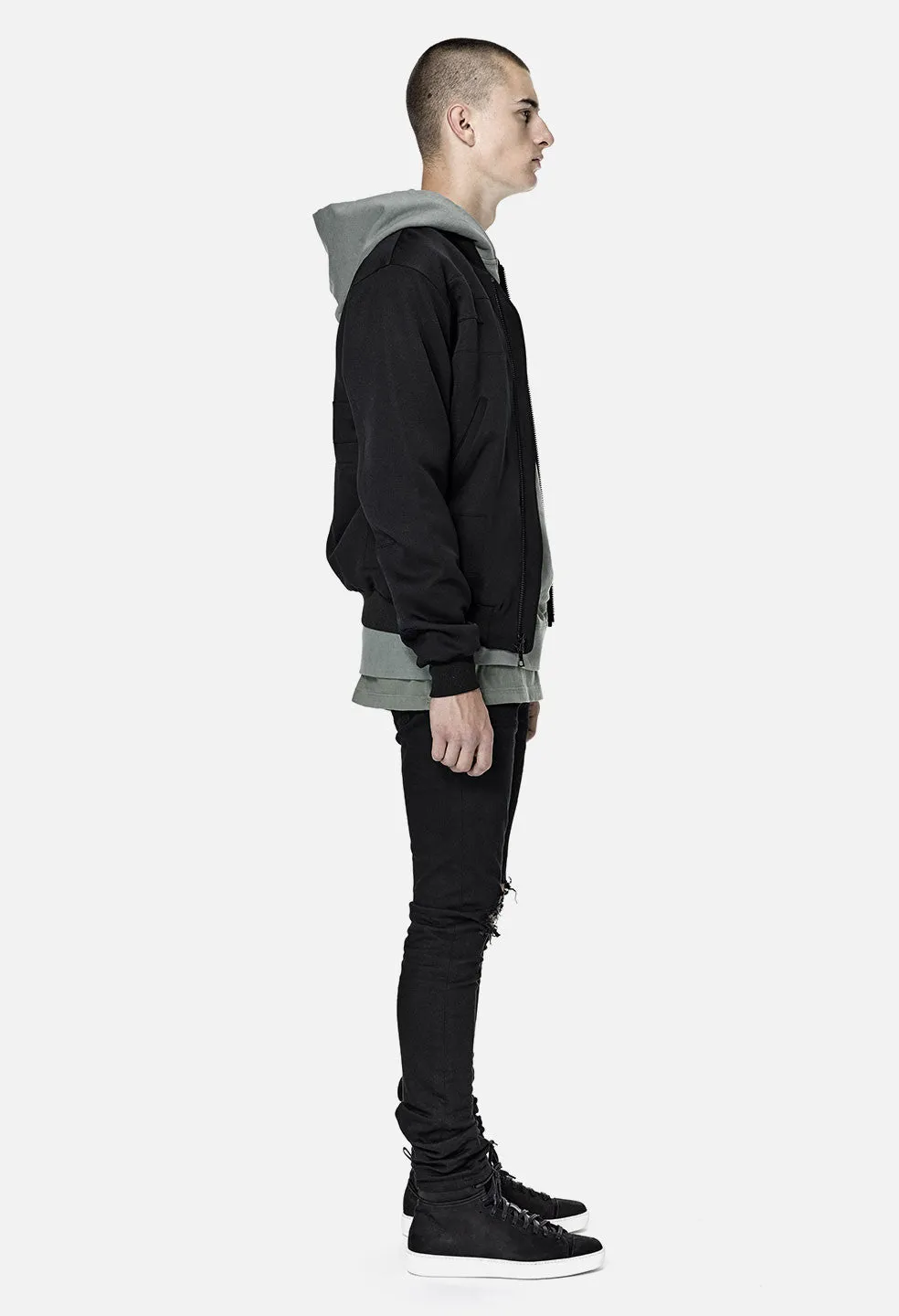 Paneled Flight Jacket / Pitch Black