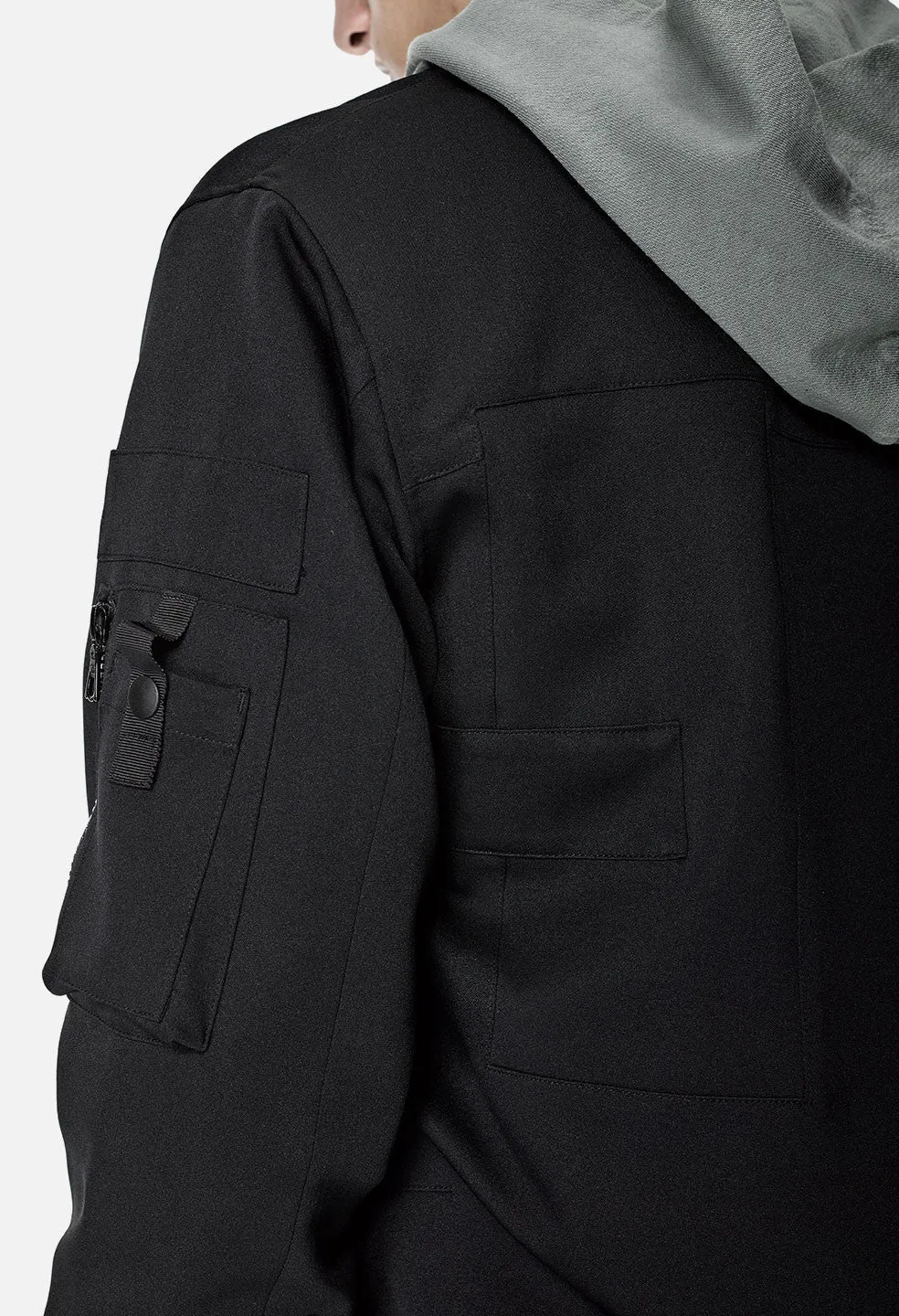 Paneled Flight Jacket / Pitch Black