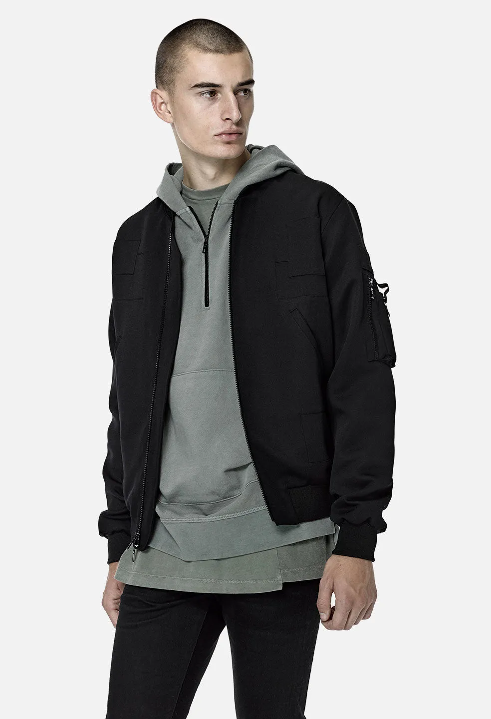 Paneled Flight Jacket / Pitch Black