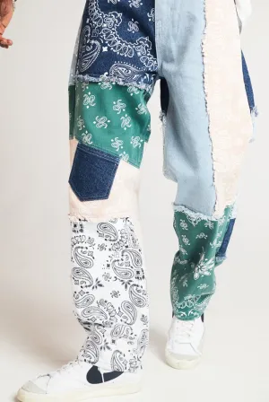 Patchwork Paisley Print Skate Jeans