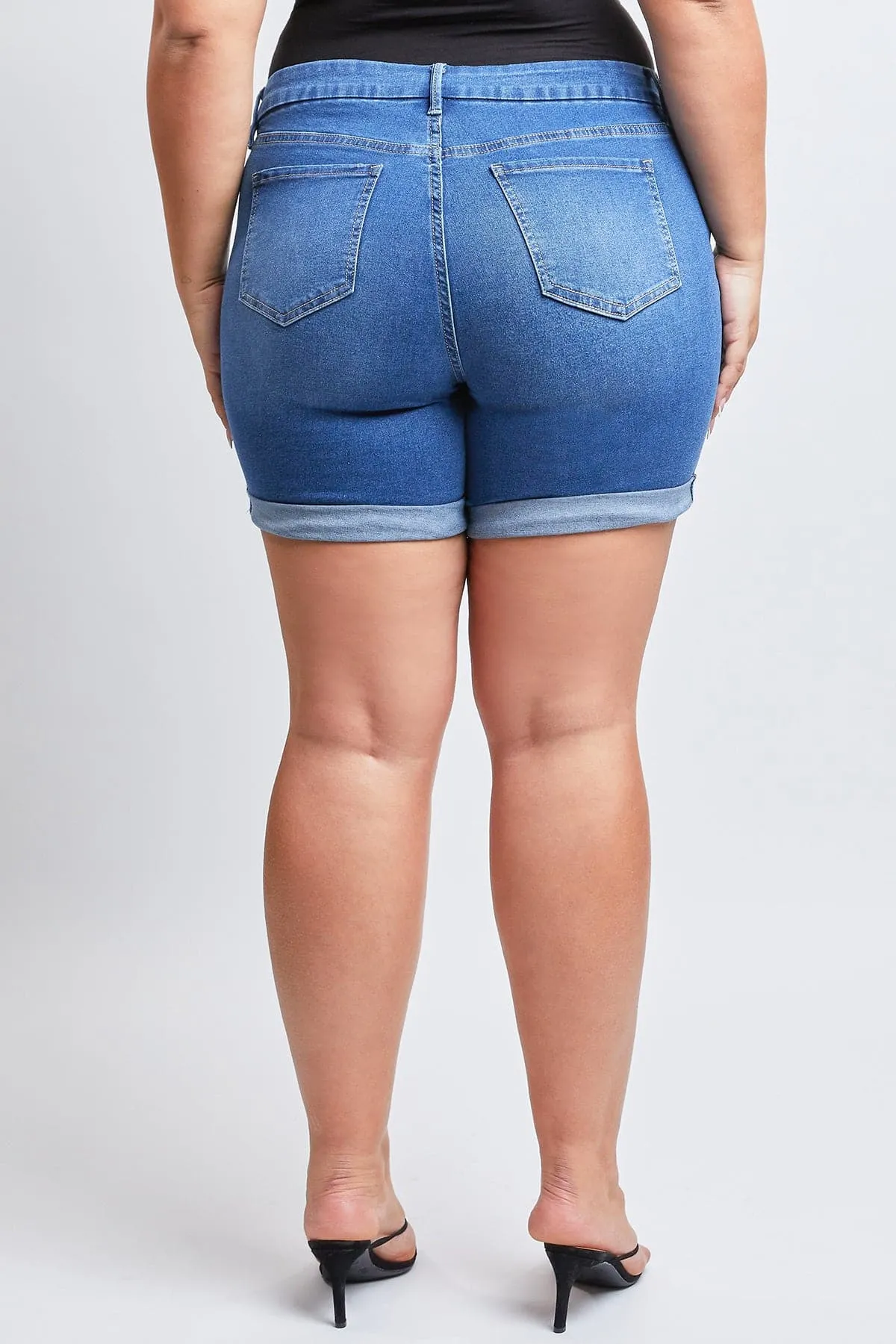 Plus Size Women's Curvy Fit Shorts With Rolled Cuffs