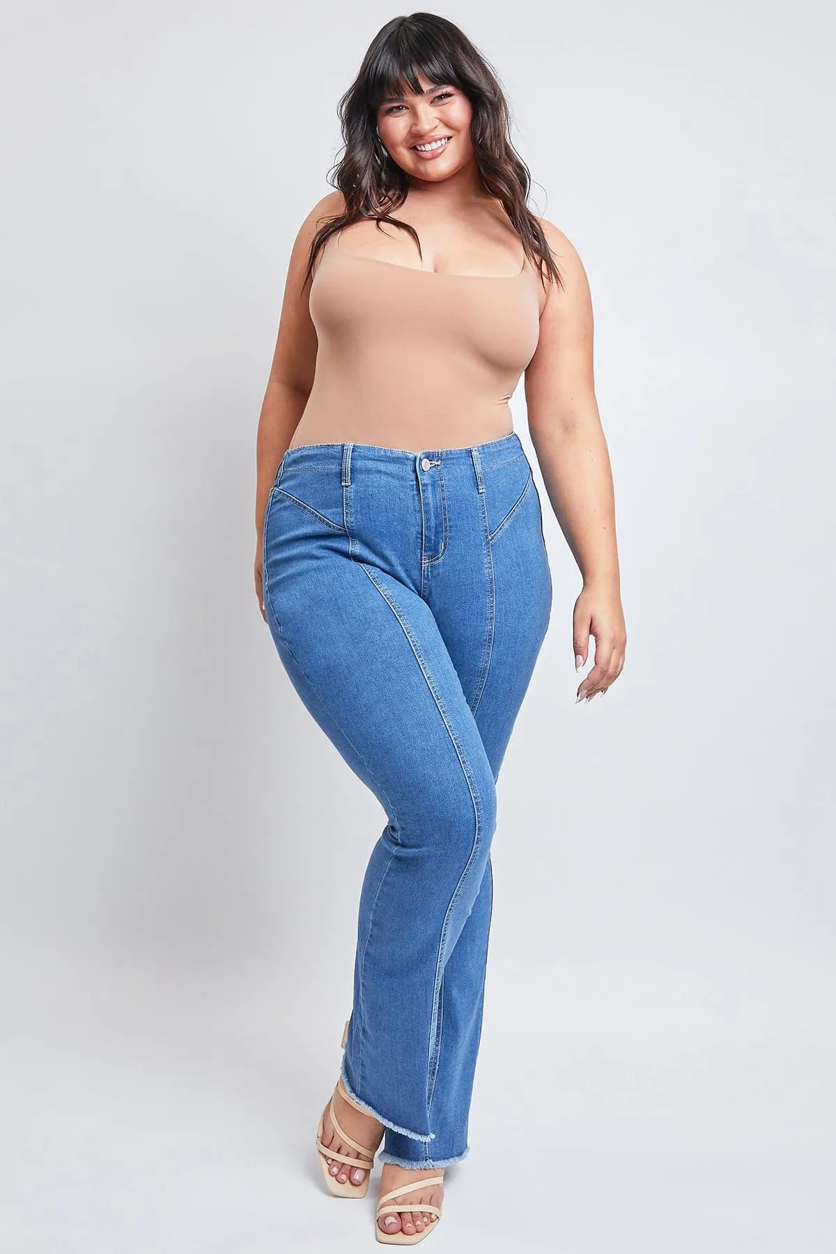 Plus Size Women's  Flare Jeans with Front Seam