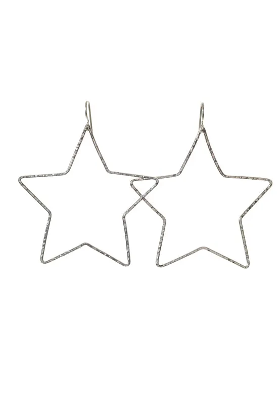 Star Hoop Earrings - Sterling Silver