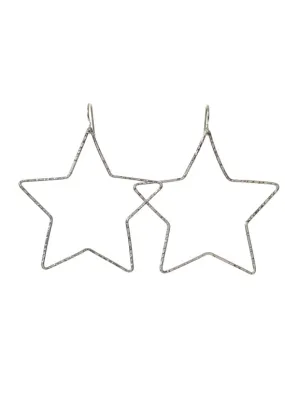 Star Hoop Earrings - Sterling Silver