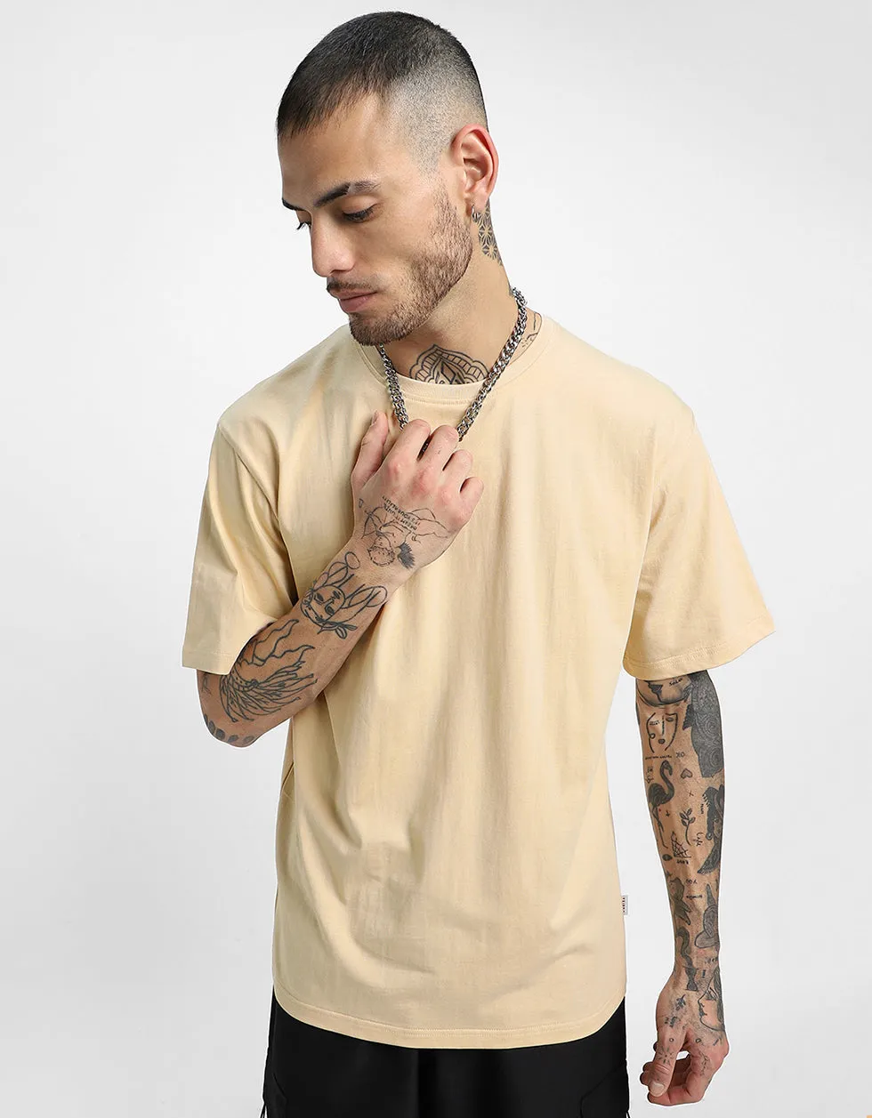 Swan White Solid Oversized Tshirt