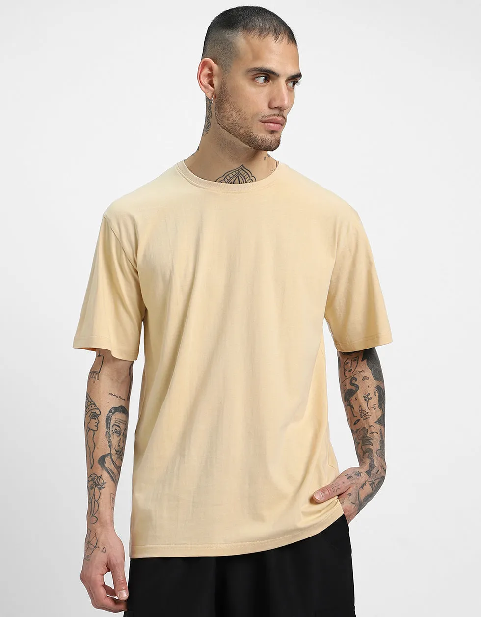 Swan White Solid Oversized Tshirt