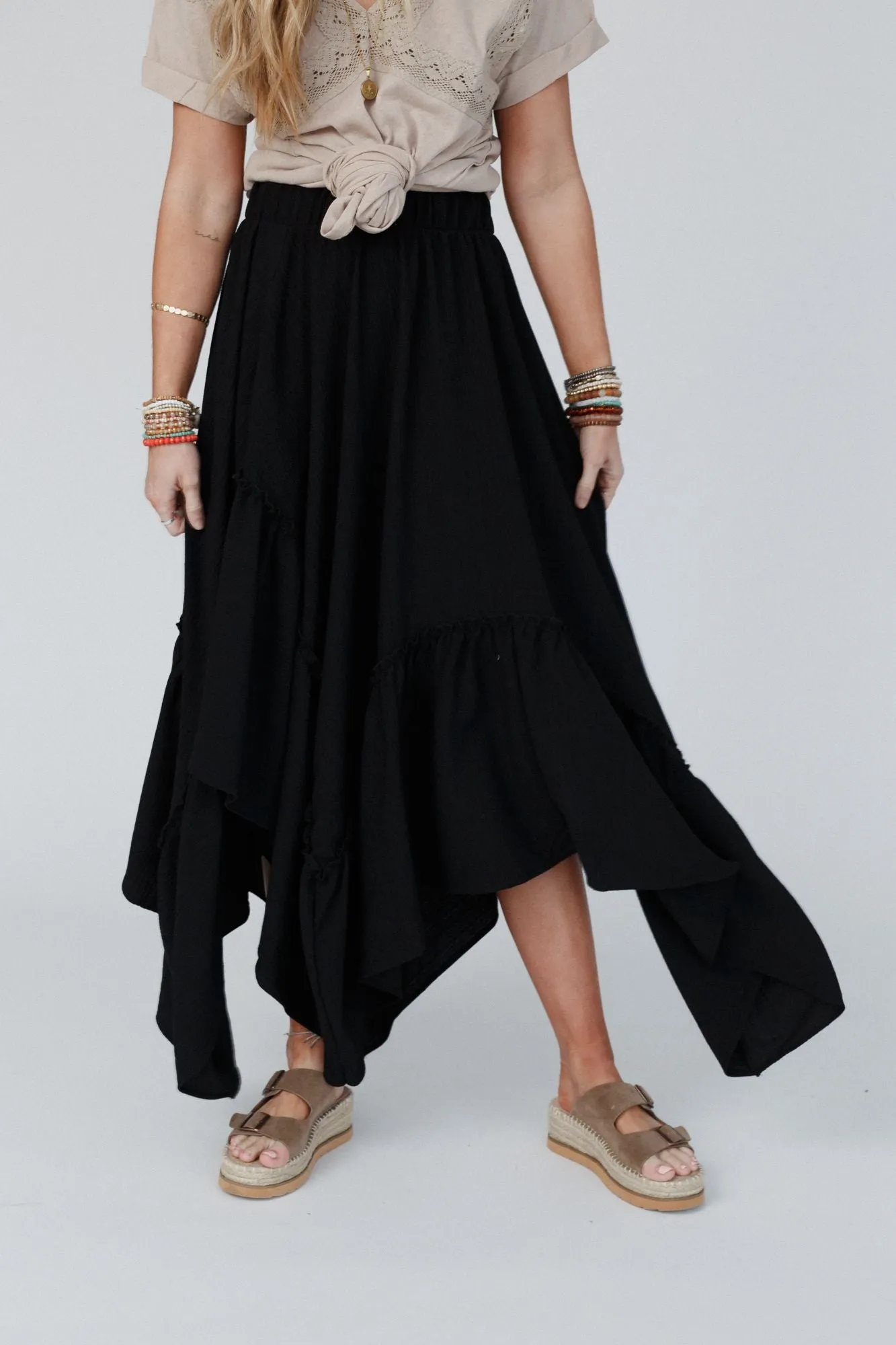 Swing Of Things Pocketed Midi Skirt - Black