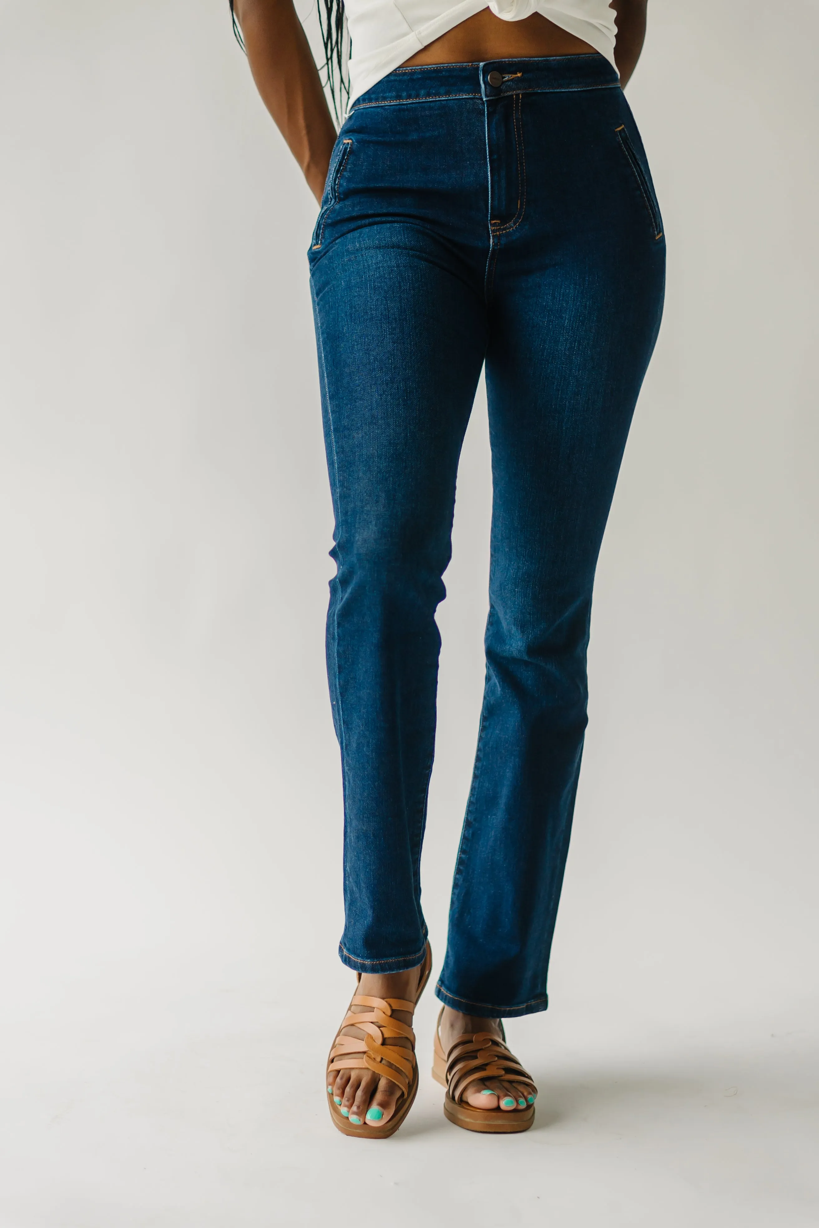 The Claymont High Rise Bootcut Jean in Dark Blue