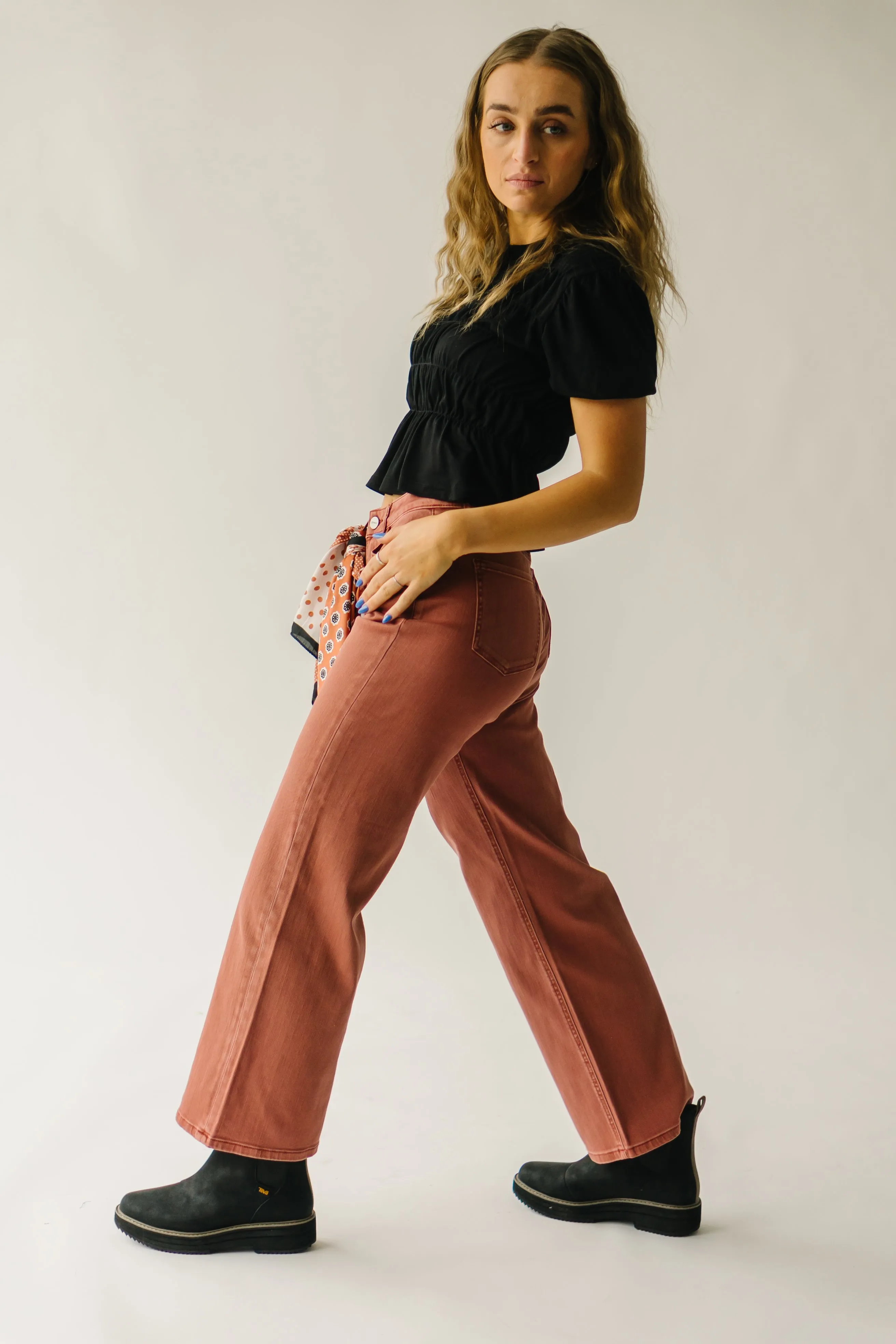 The Colvin Super High Rise Wide Leg Jean in Brick