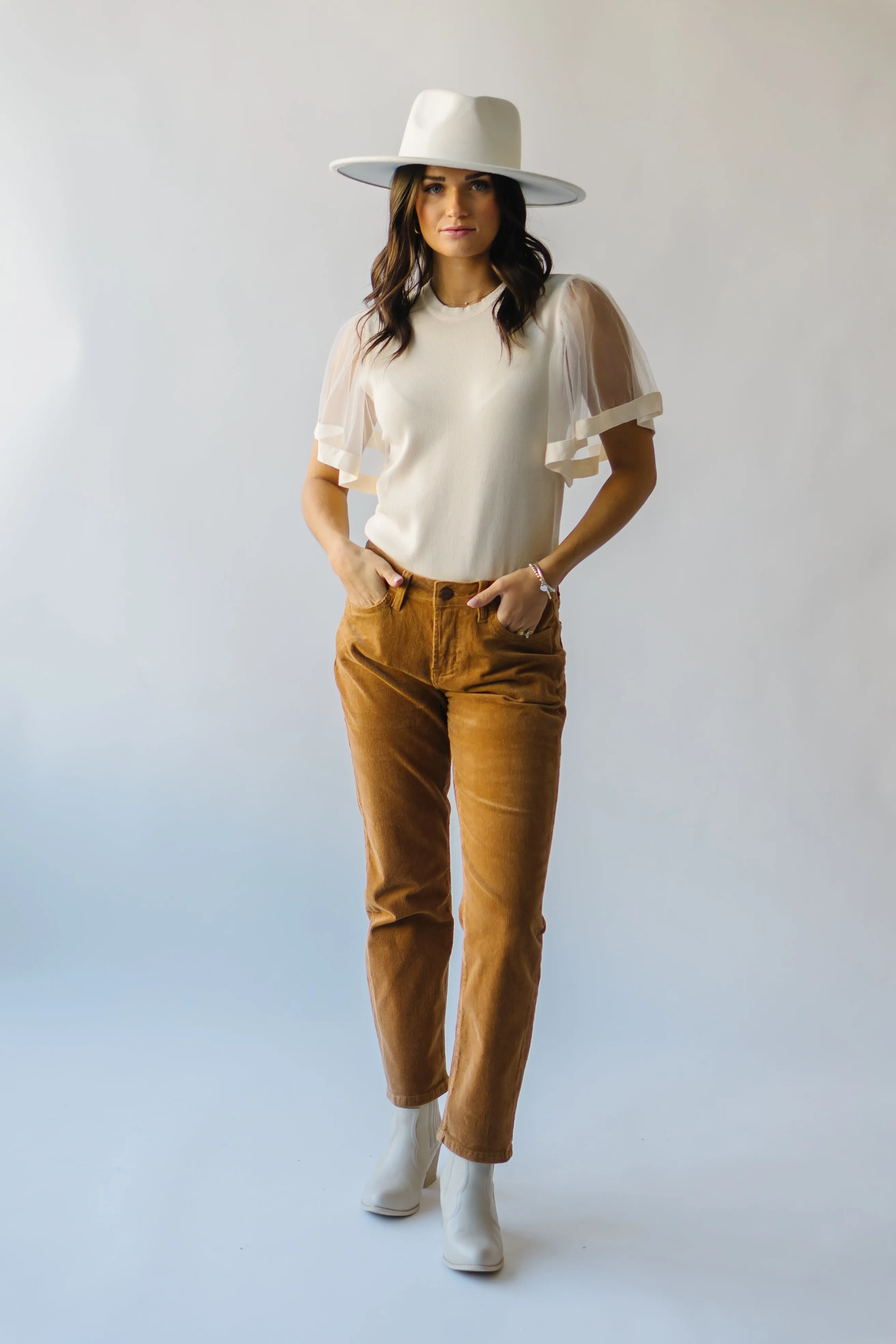 The Fridley Mid Rise Ankle Straight Jean in Camel