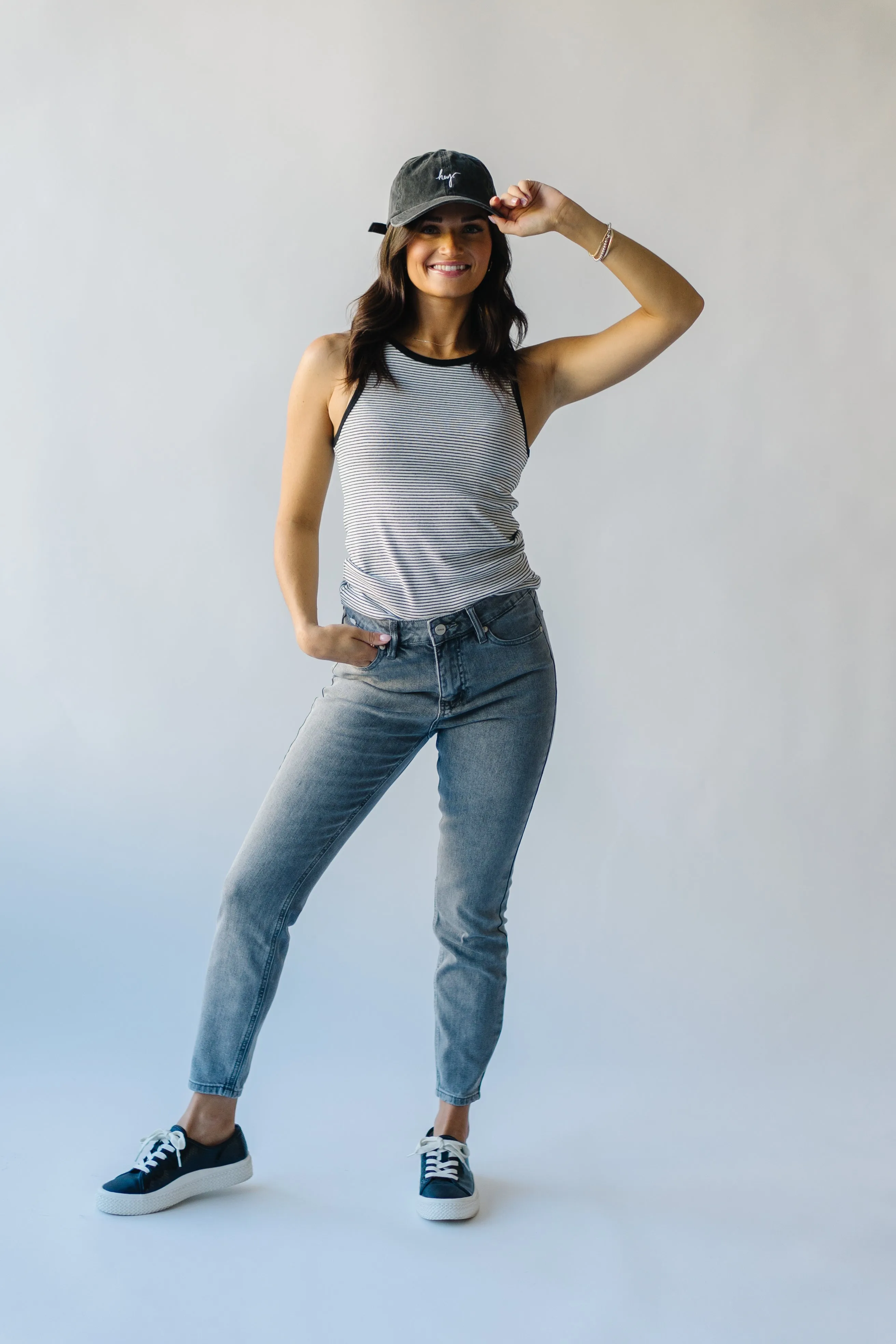 The Holdrege Mid Rise Crop Skinny Jean in Light Gray