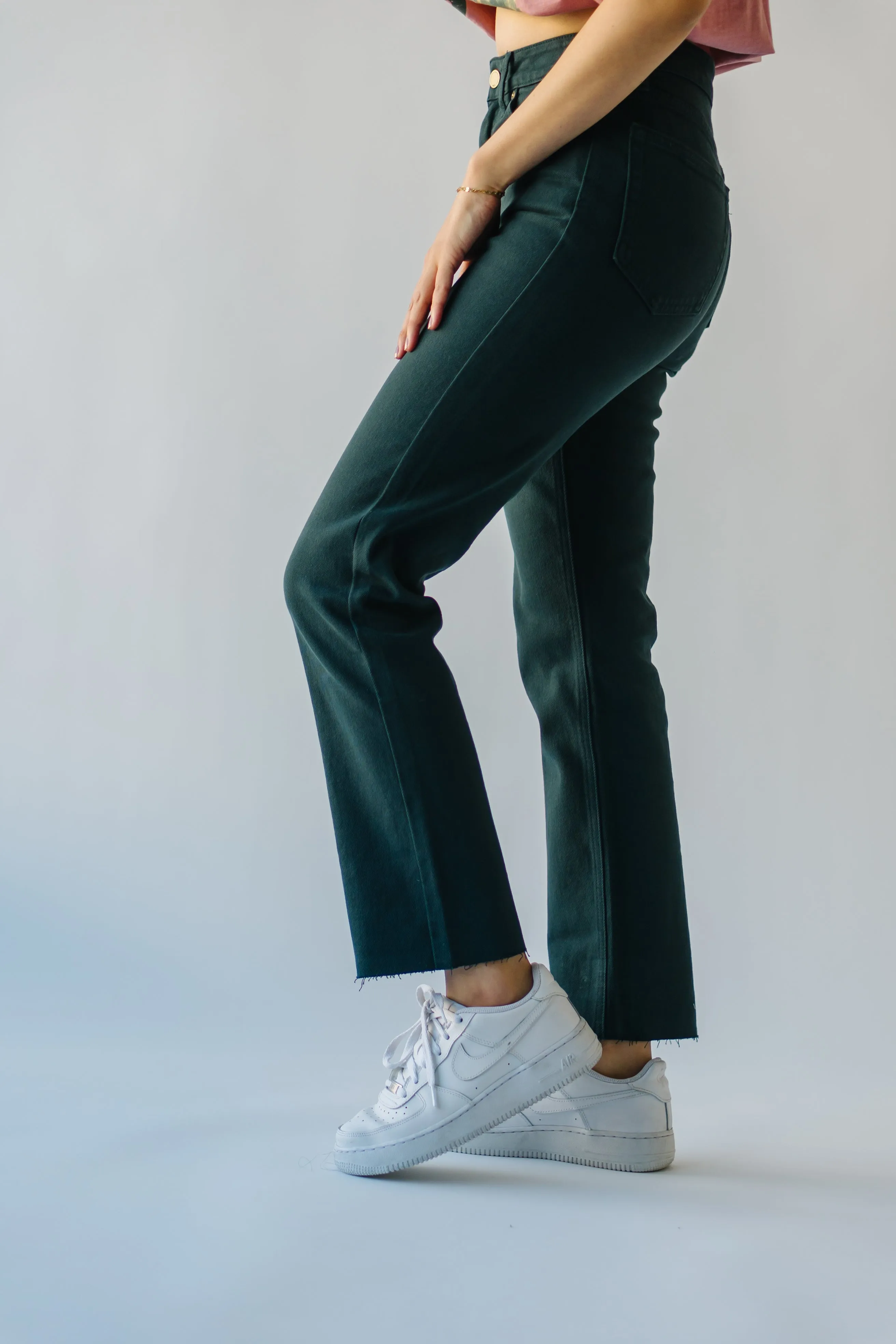 The Ranger Cut Off Straight Jean in Dark Emerald