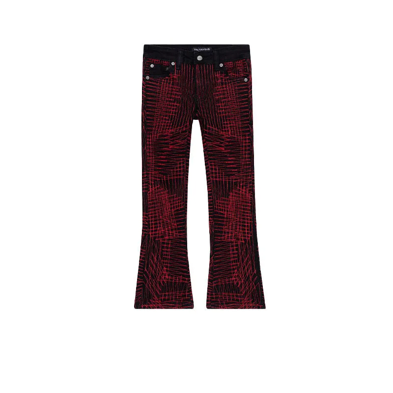 VALABASAS MR. EMBROIDERY CRIMSON NOIR STACKED FLARE JEAN VLBS3483-LL3