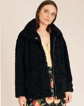 VEGAN SHEEPSKIN JACKET -  BLACK