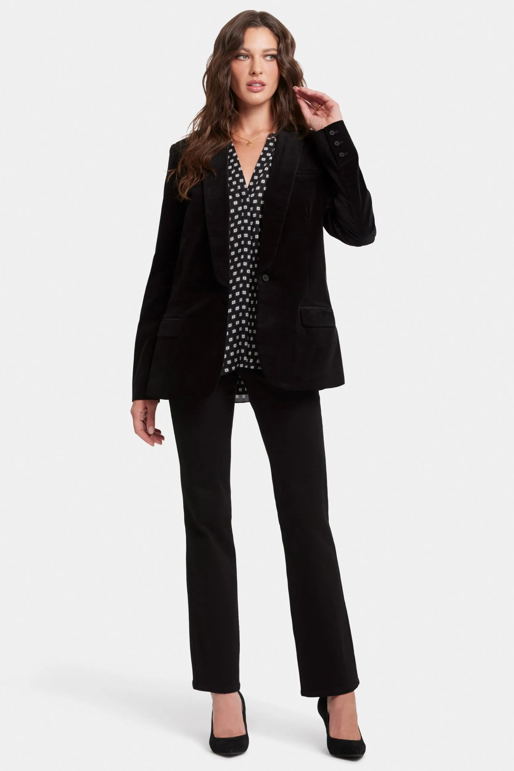 Velveteen Tuxedo Jacket | Black