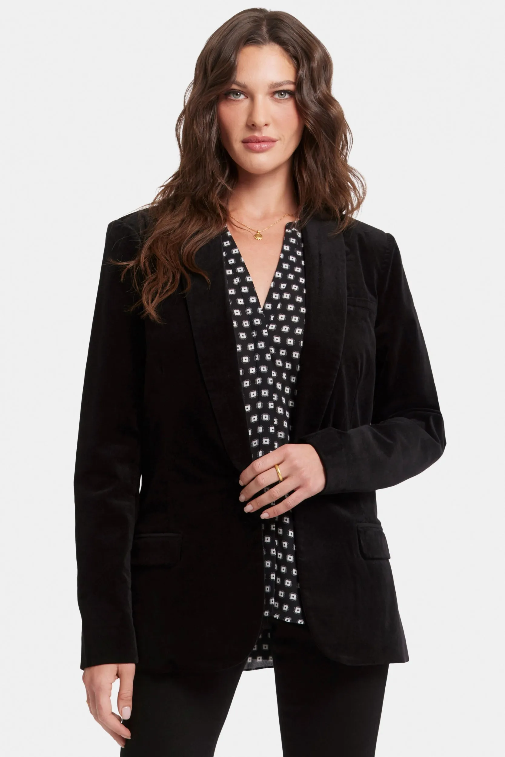 Velveteen Tuxedo Jacket | Black