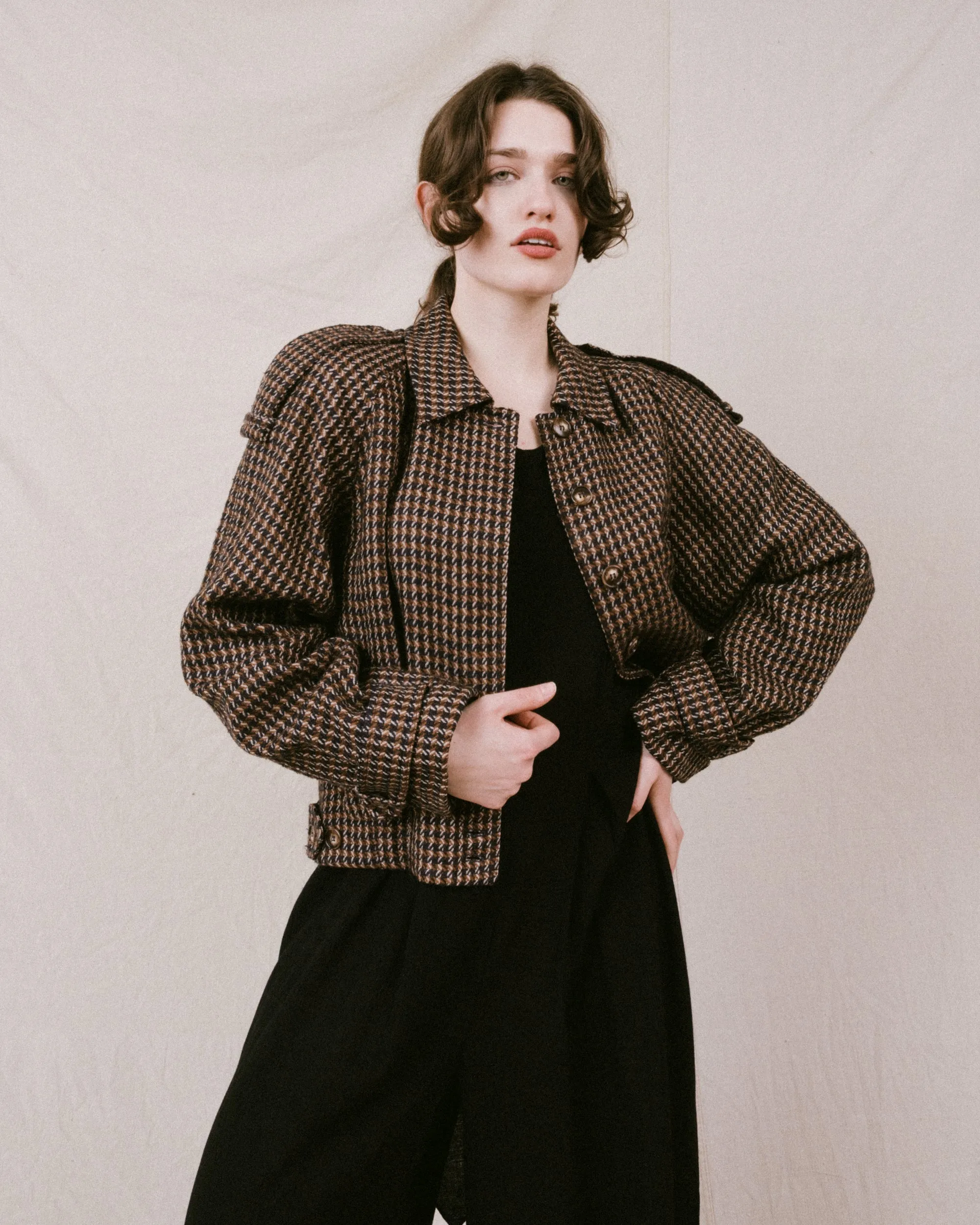 Vintage Plaid Wool Bomber Jacket (S/M)