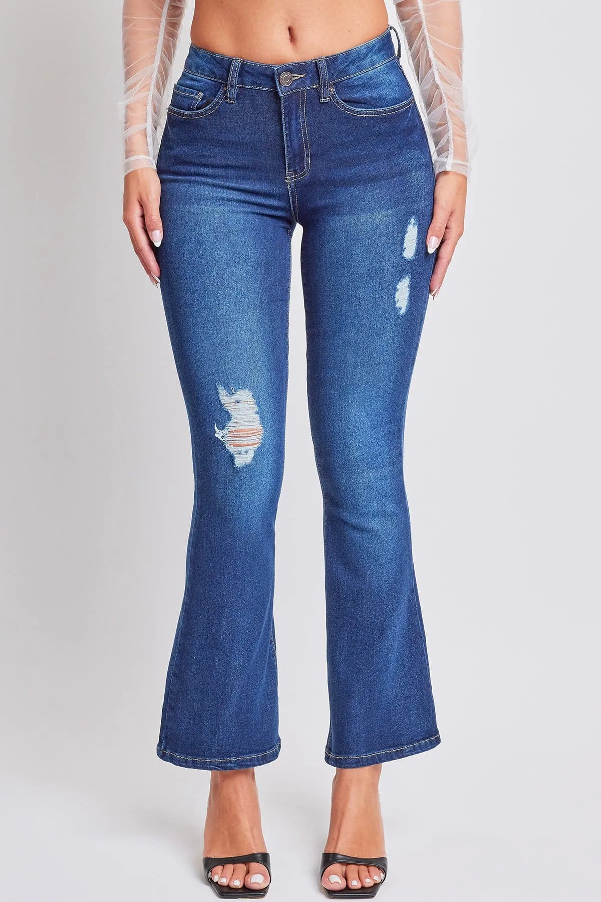 Women's Essential Distressed Flare Jeans-Distressed