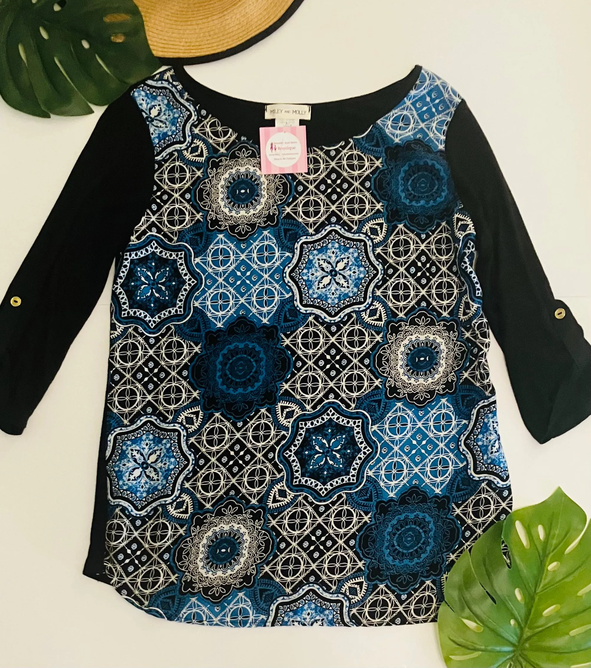 Womens Graphic Print Shirt  Black/Blue Sizes S/M/L