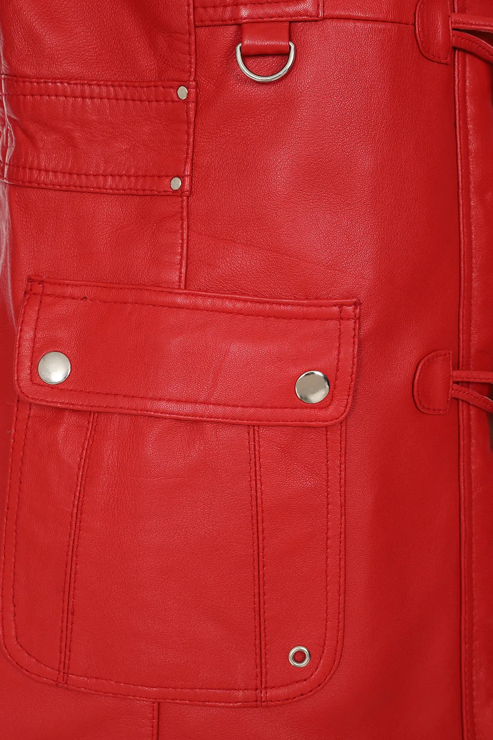 Women's Leather Jacket Red - AMY