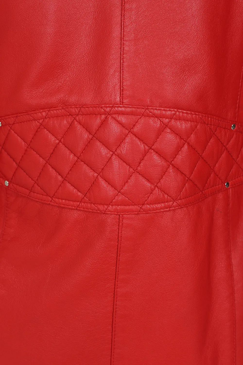 Women's Leather Jacket Red - AMY